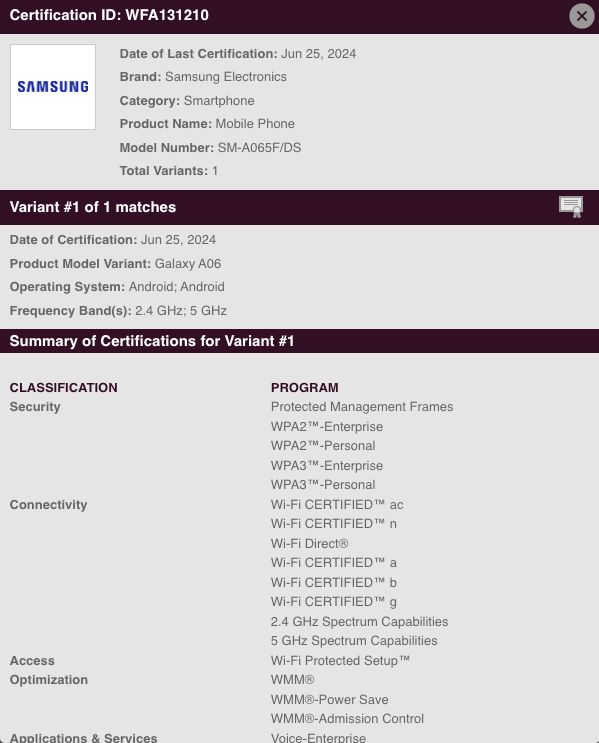三星 Galaxy A06 手机曝光:联发科 Helio G85 芯片、6.7 英寸 LCD 屏、5000mAh 电池