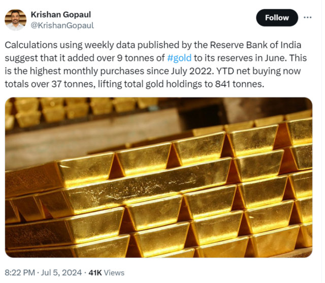 金银创一个月新高!背后不仅是非农助推 印度央行也在“爆买”