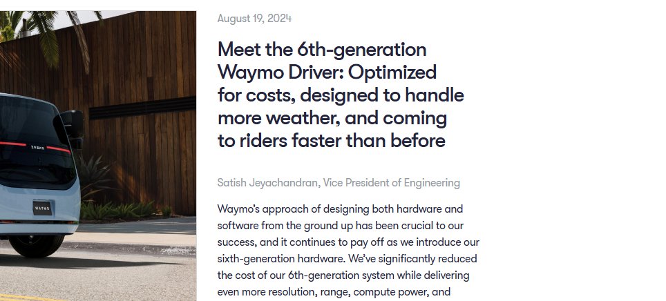 Waymo透露第六代无人驾驶出租车细节:成本更低、功能更强